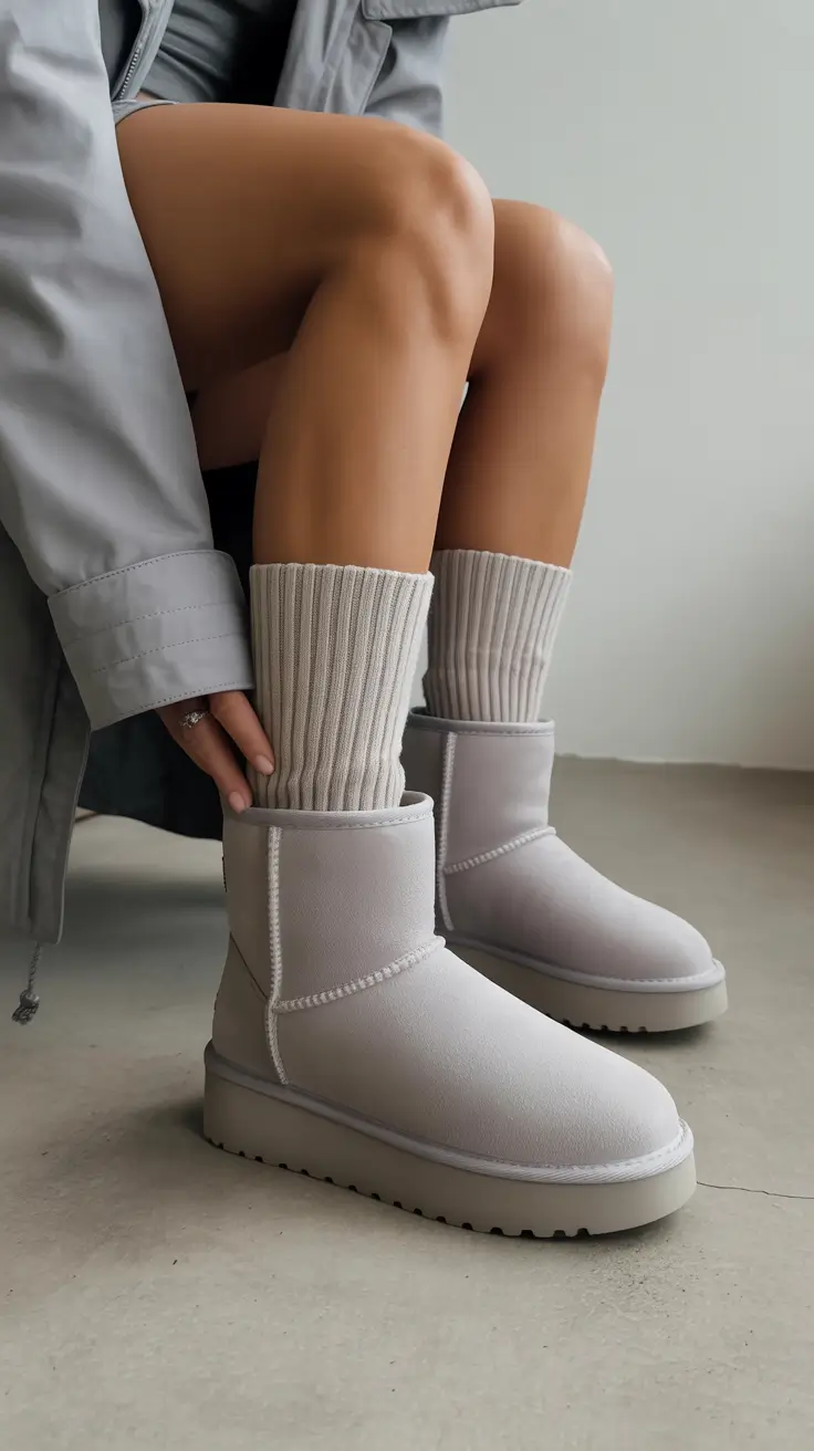 Winter Ugg outfits 2026 Soft Gray Elegance