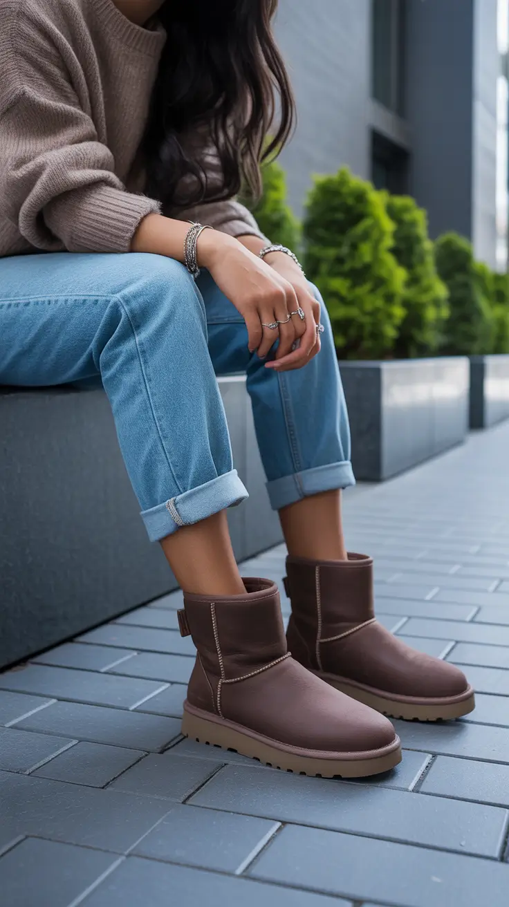 Winter Ugg outfits 2026 Coffee Tones and Casual Denim