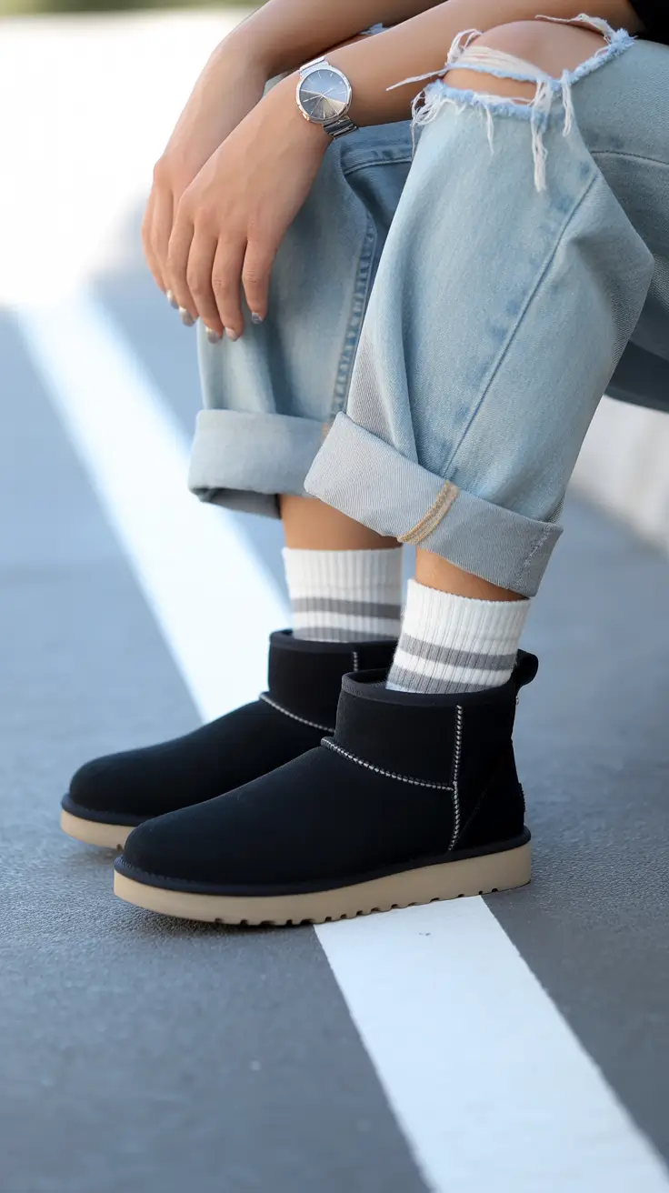Winter Ugg outfits 2026 Casual Cool in Denim Blues