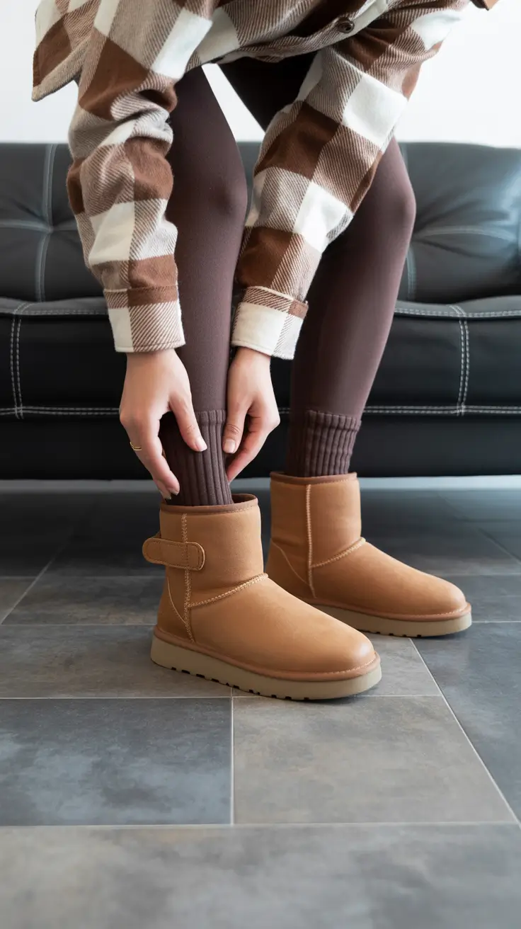 Winter Ugg outfits 2026 Cozy Checkered Layers