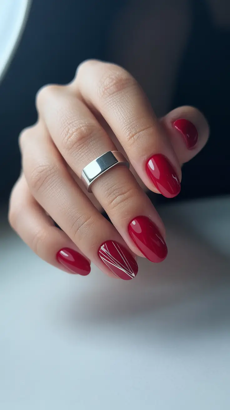 acrylic nail designs 2026 - Scarlet Minimal Lines