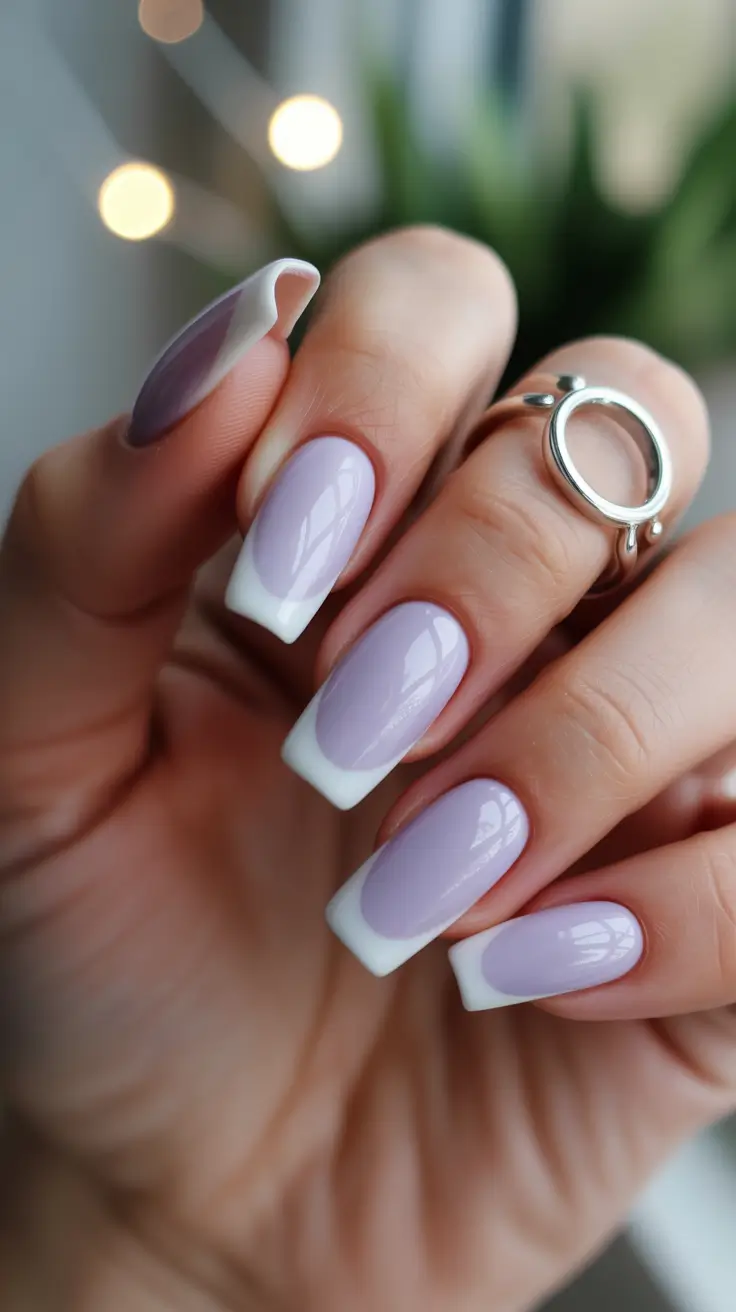 acrylic nail designs 2026 - Lavender Classic French Square