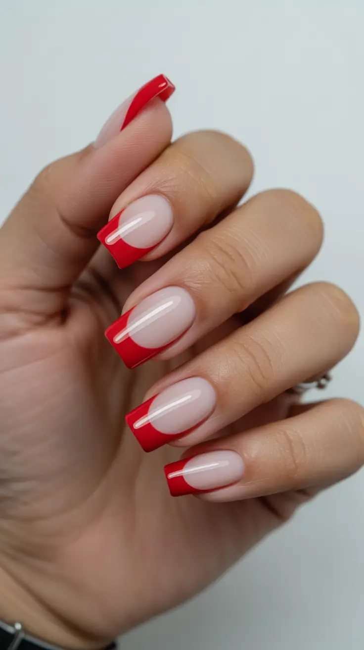acrylic nail designs 2026 - Red Ribbon Arc French