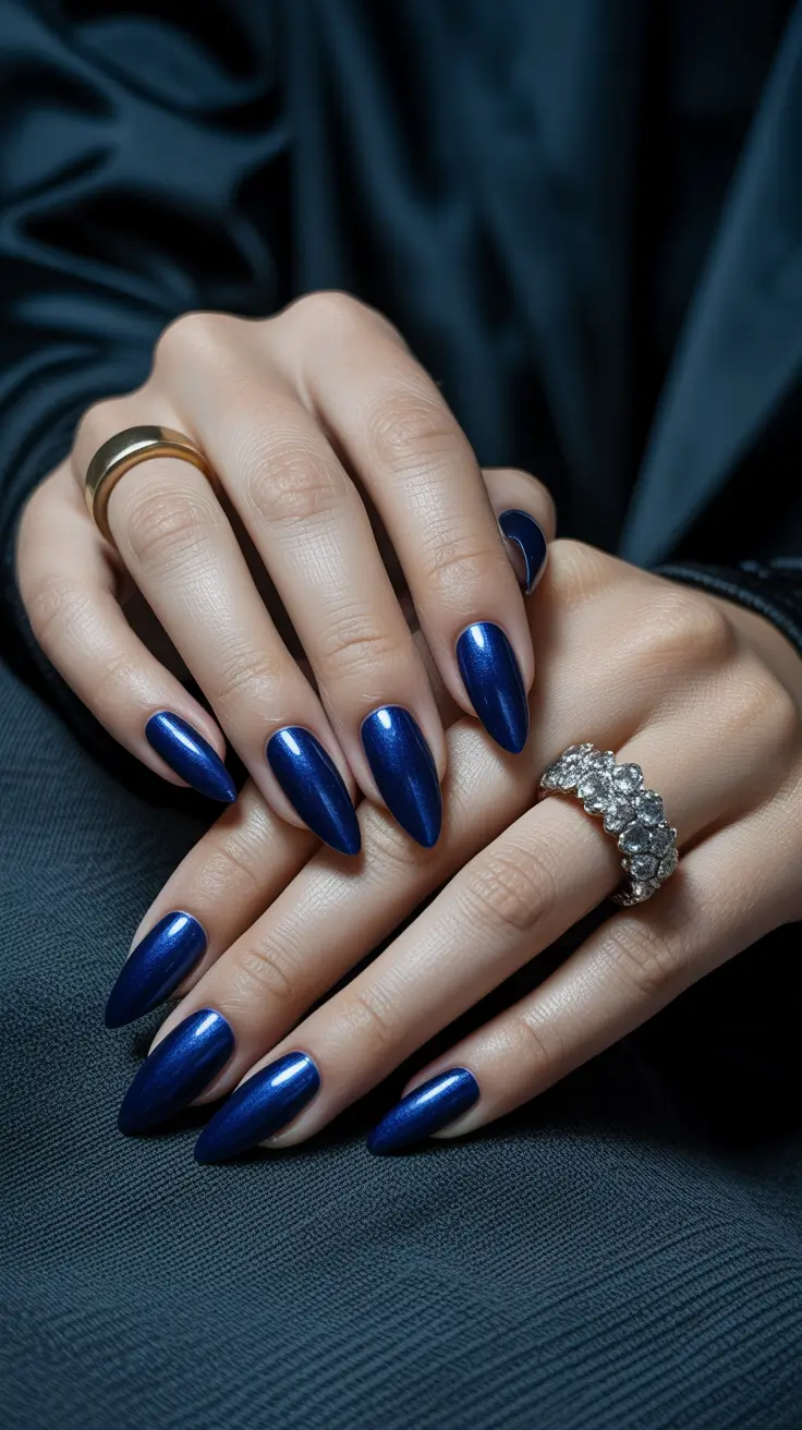 almond-nails-designs-Midnight-Blue-Elegance-With-a-Satin-Glow