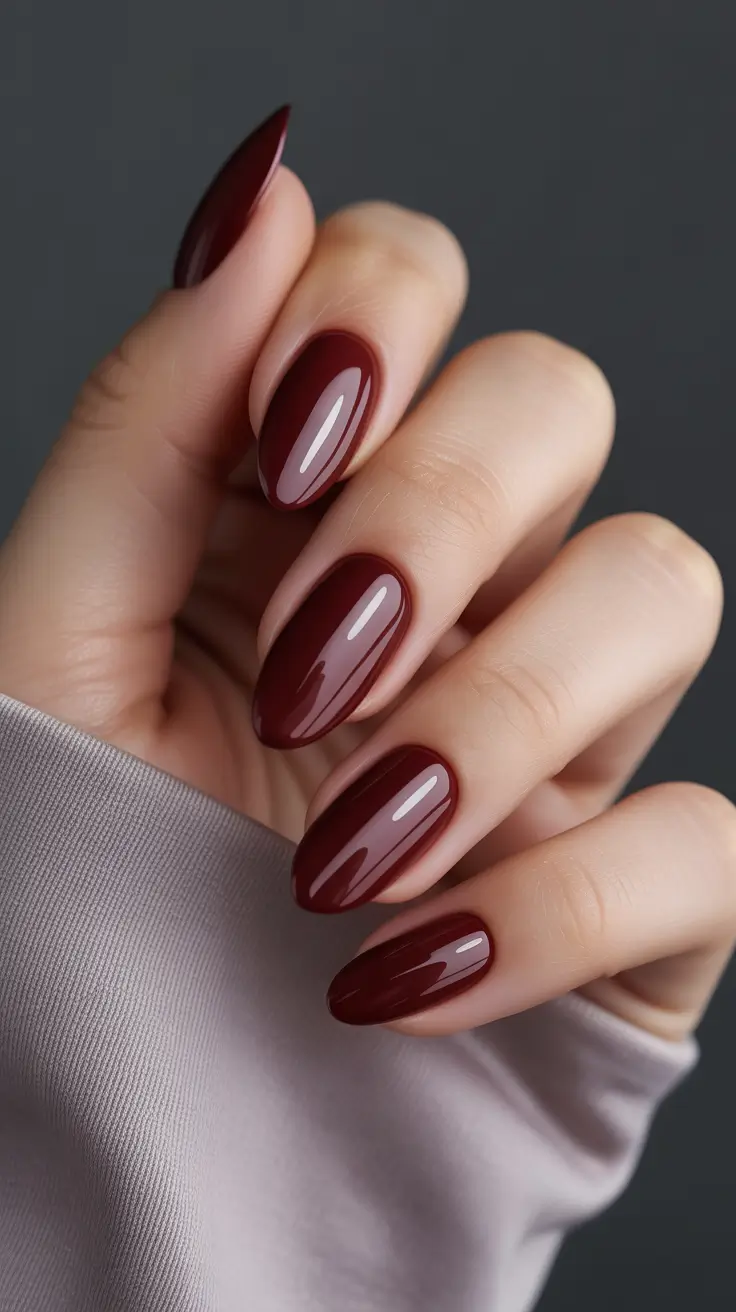 almond-nails-designs-Classic-Brown-With-a-Rich-Gloss-Finish