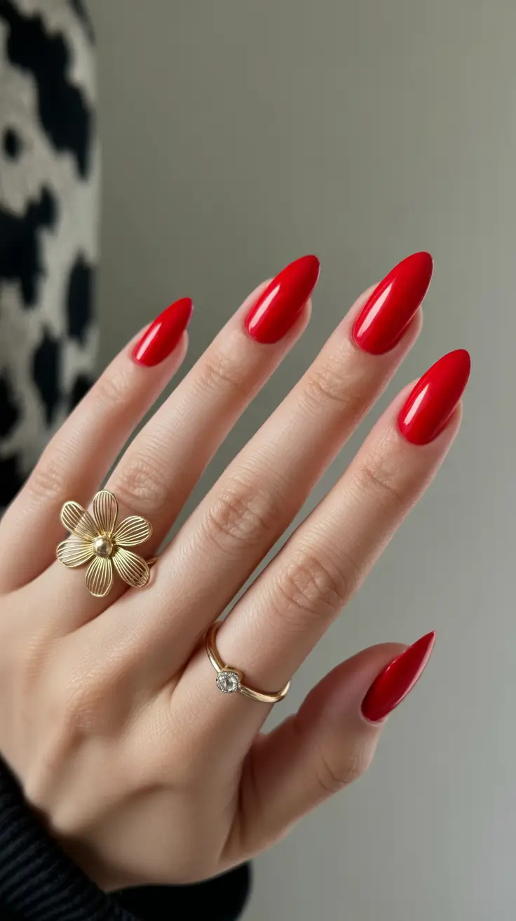 almond-nails-designs-Classic-Red-Almonds-With-a-Modern-Gloss