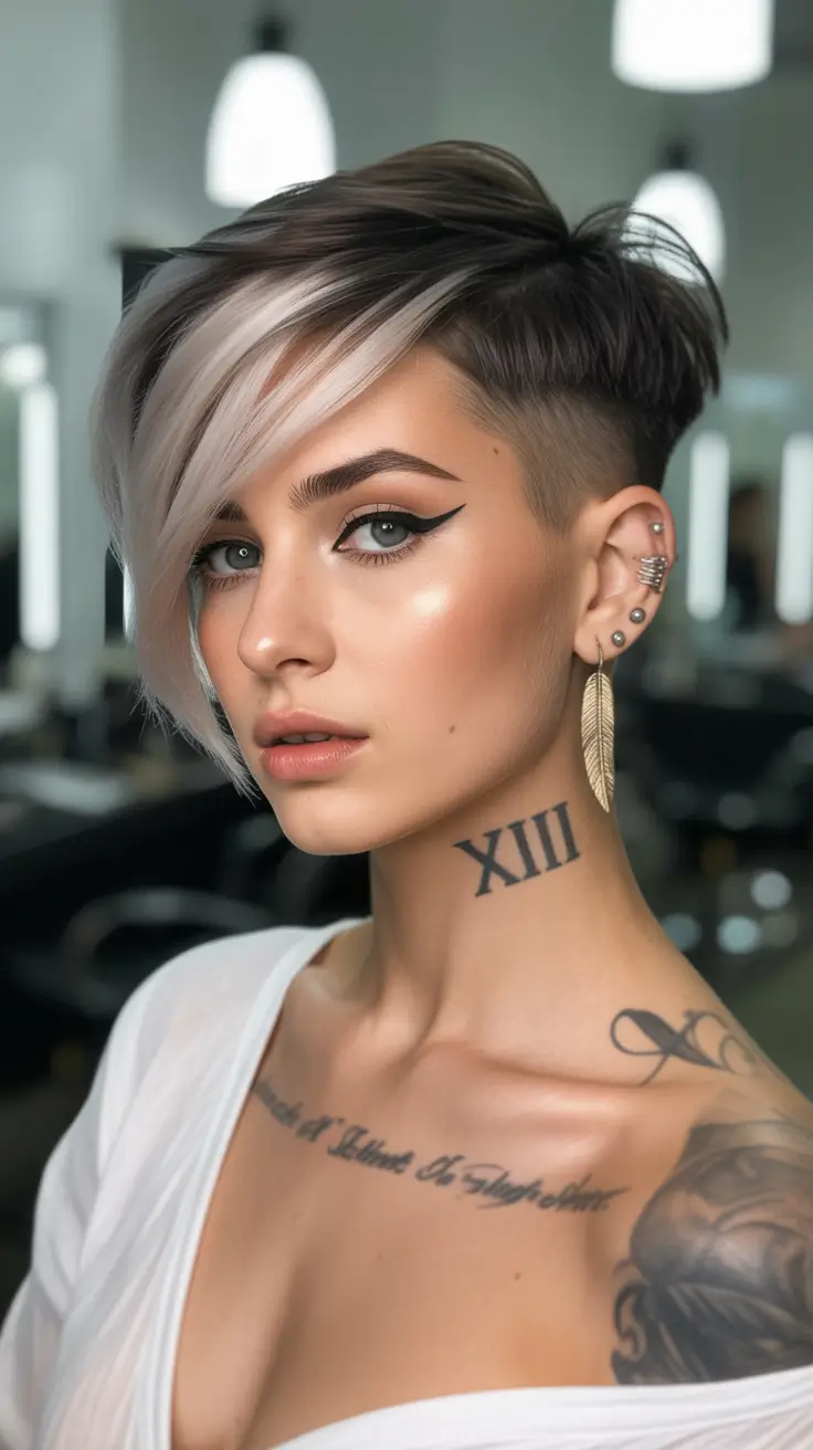 Best asymmetrical pixie haircuts 2026 Silver Fade Drama