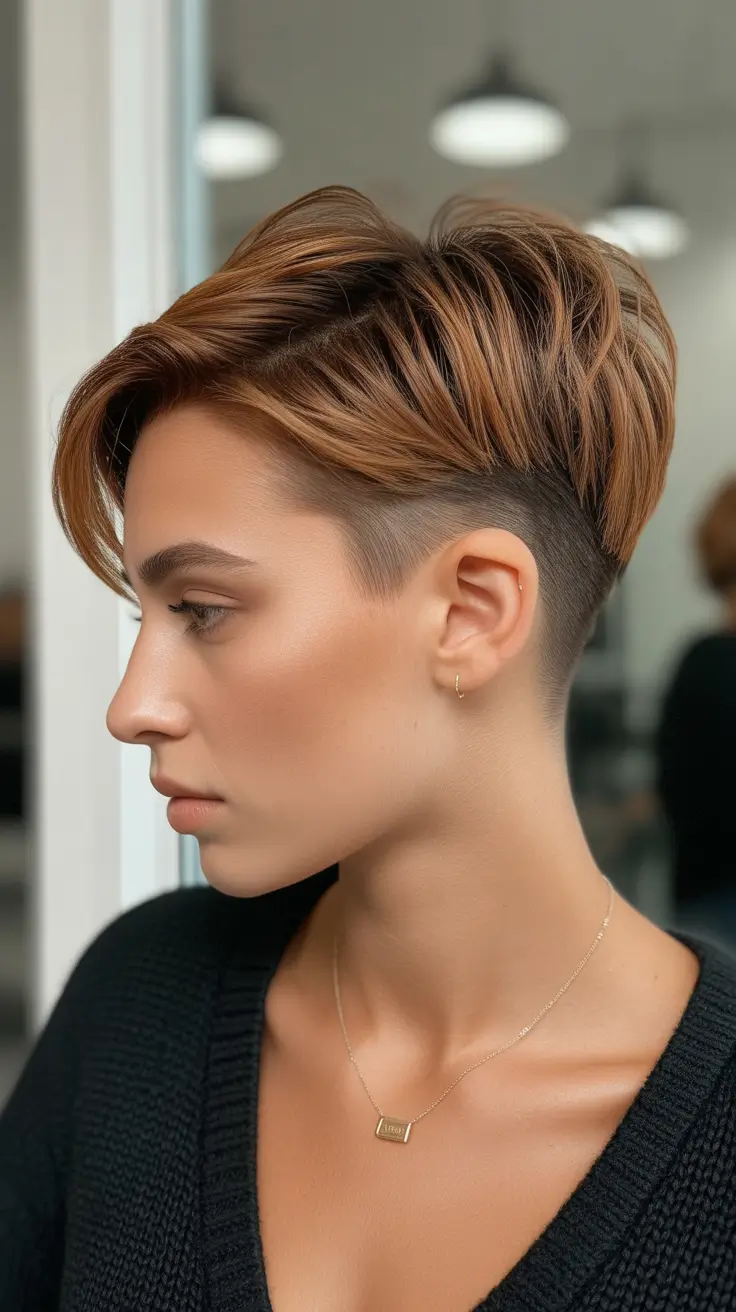 Best asymmetrical pixie haircuts 2026 Bronzed Undercut Balance
