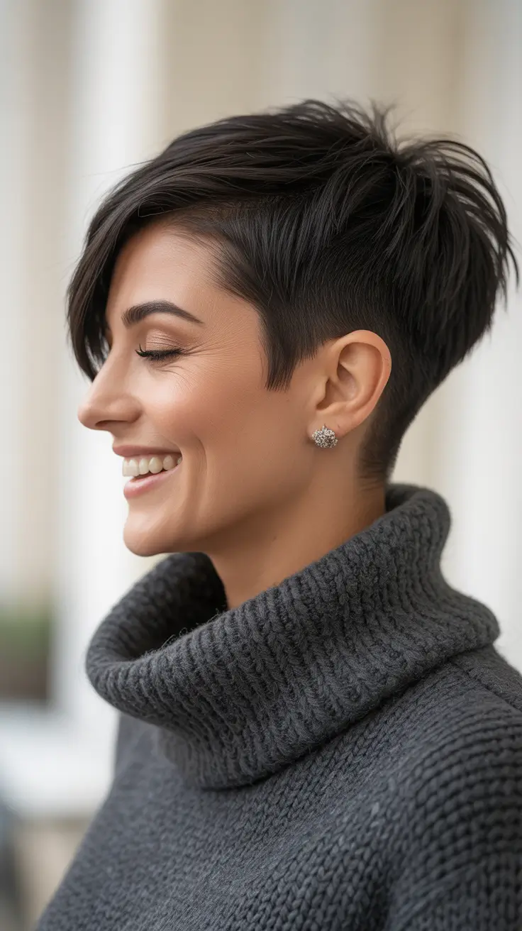 Best asymmetrical pixie haircuts 2026 Textured Charcoal Confidence