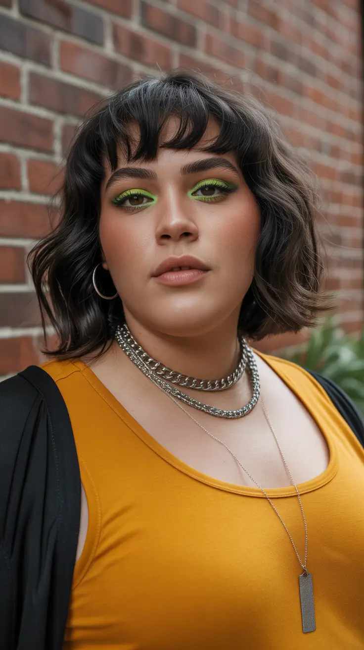 haircuts for chubby faces plus size Modern Shag with Micro Fringe