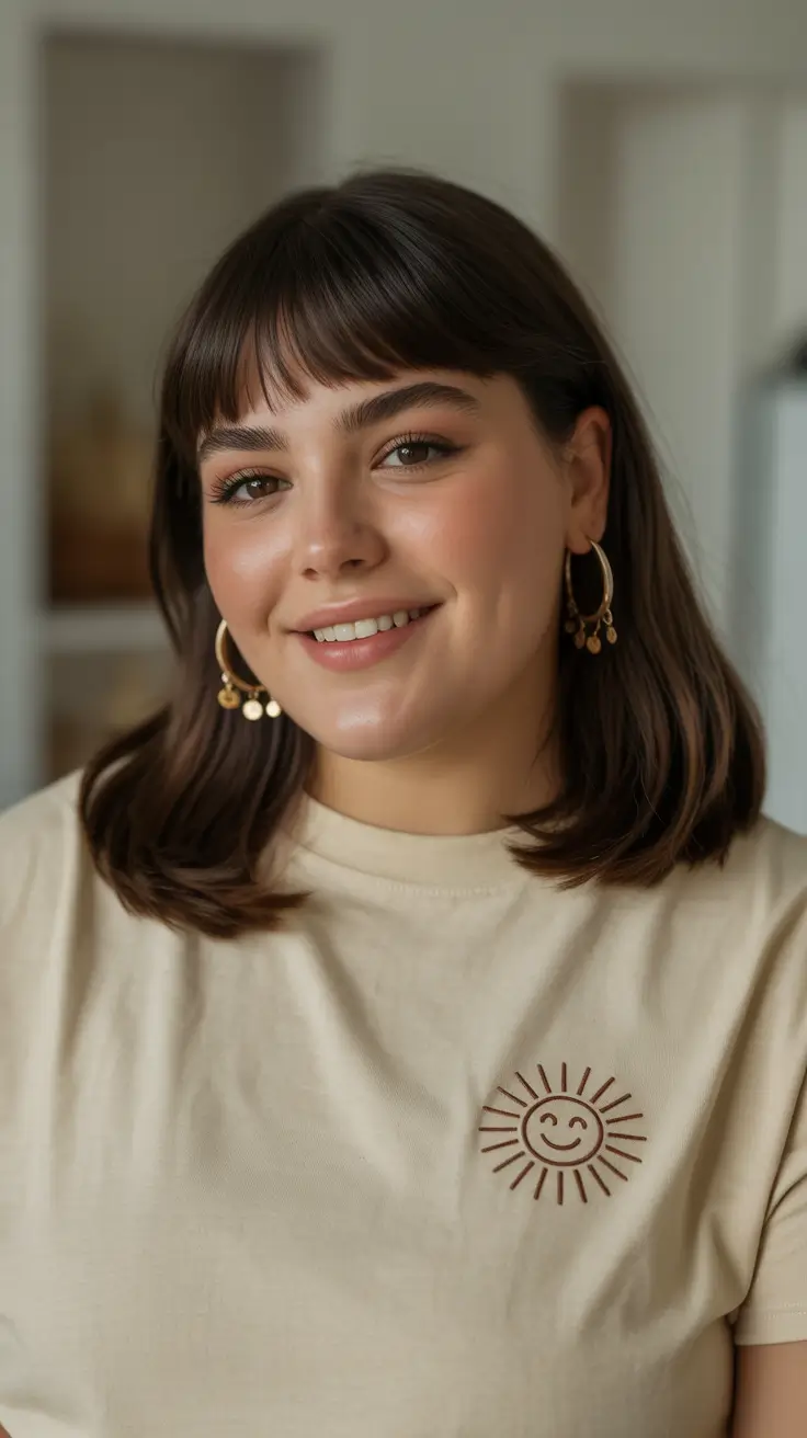 haircuts for chubby faces with bangs French-Inspired Bob with Baby Bangs