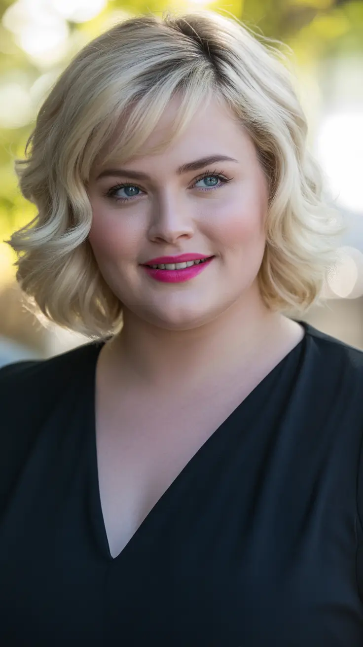 haircuts for chubby faces short Soft Blonde Bob with Side Sweep