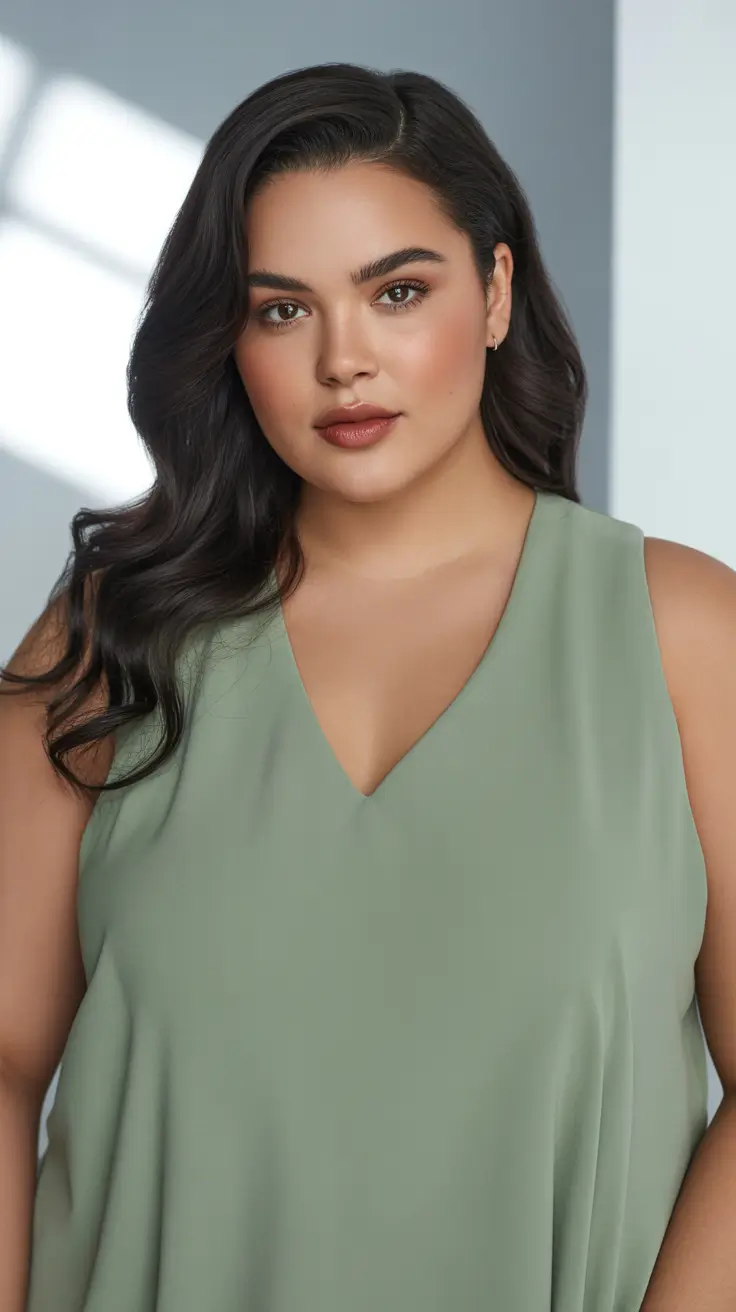 haircuts for chubby faces long Hollywood Waves with Deep Part