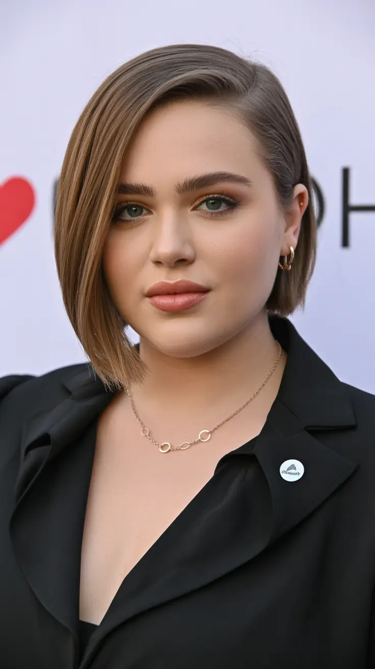 haircuts for chubby faces short Asymmetrical Sleek Bob