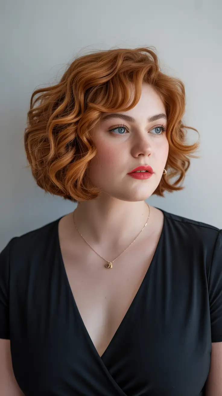 haircuts for chubby faces curly hair Copper Retro Curls