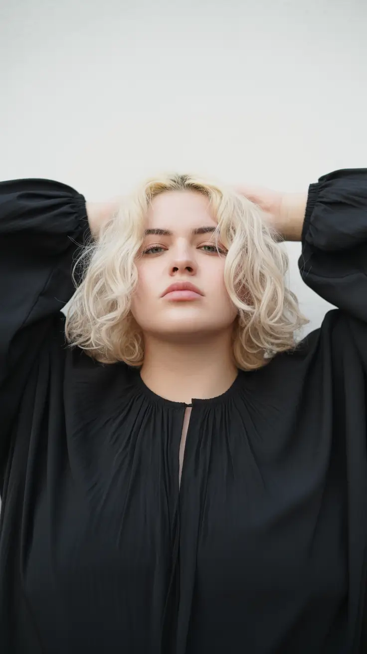 haircuts for chubby faces short Platinum Textured Bob