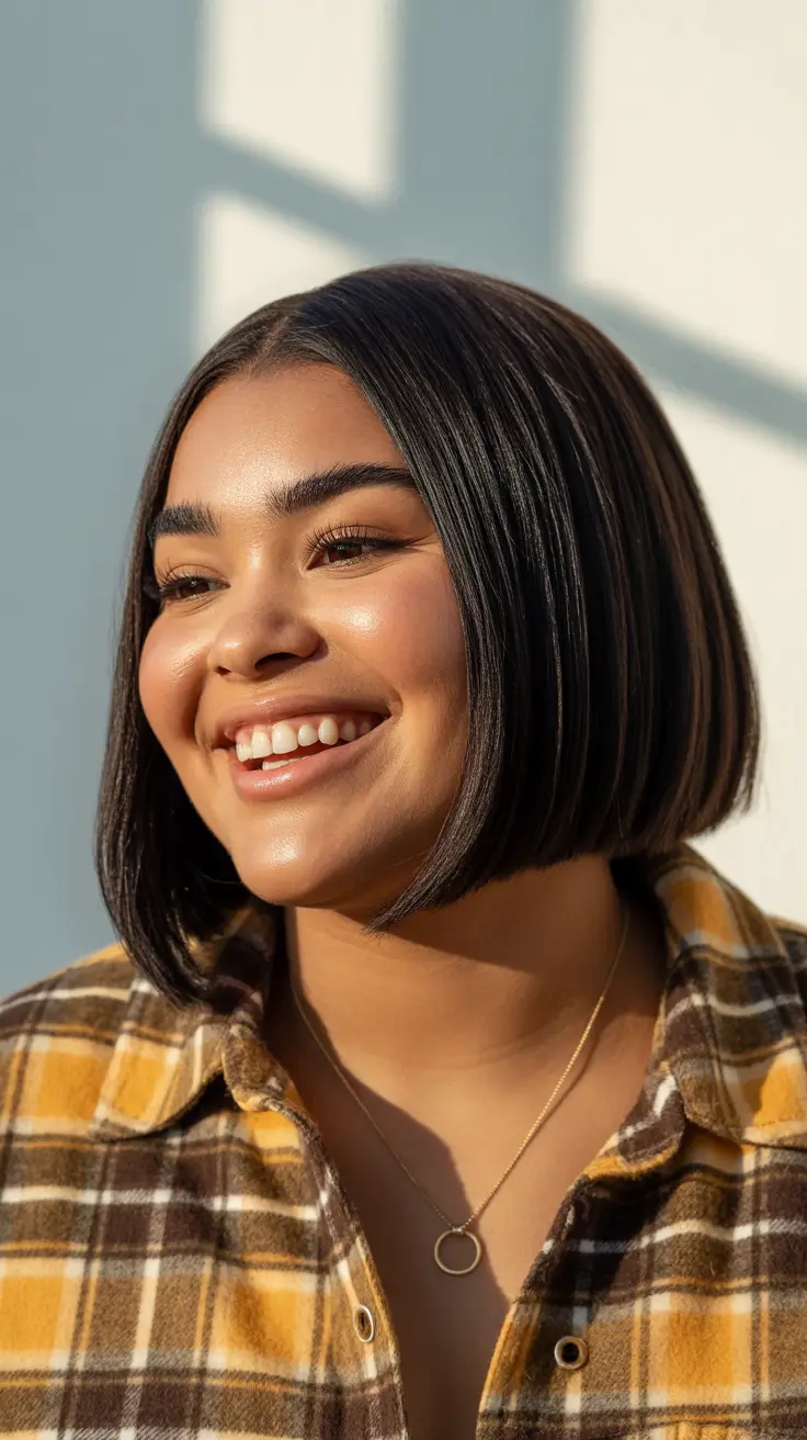 haircuts for chubby faces and thin hair Polished Chin-Length Bob