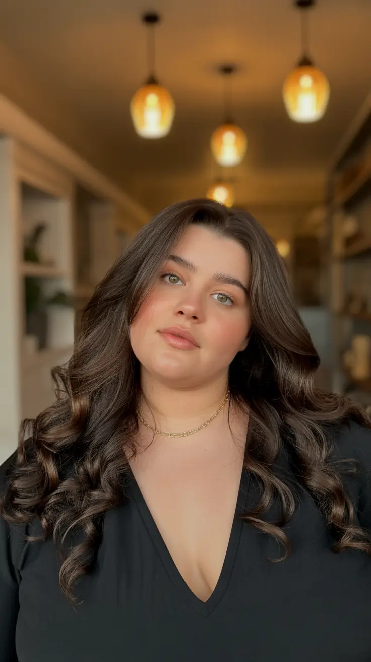 haircuts for chubby faces curly hair Voluminous Layered Curls