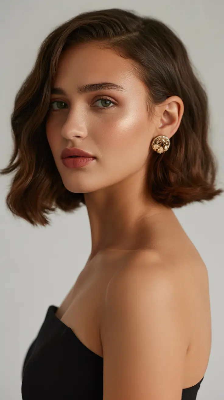 short haircuts for women 2026 Soft Layered Waves with Golden Warmth