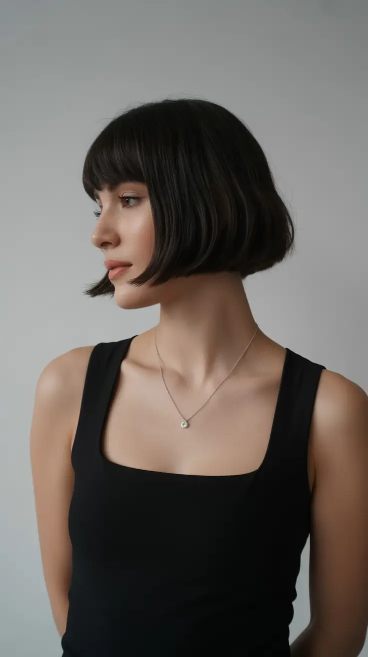 bob hairstyles 2026 Parisian-Inspired Bob With Soft Full Bangs