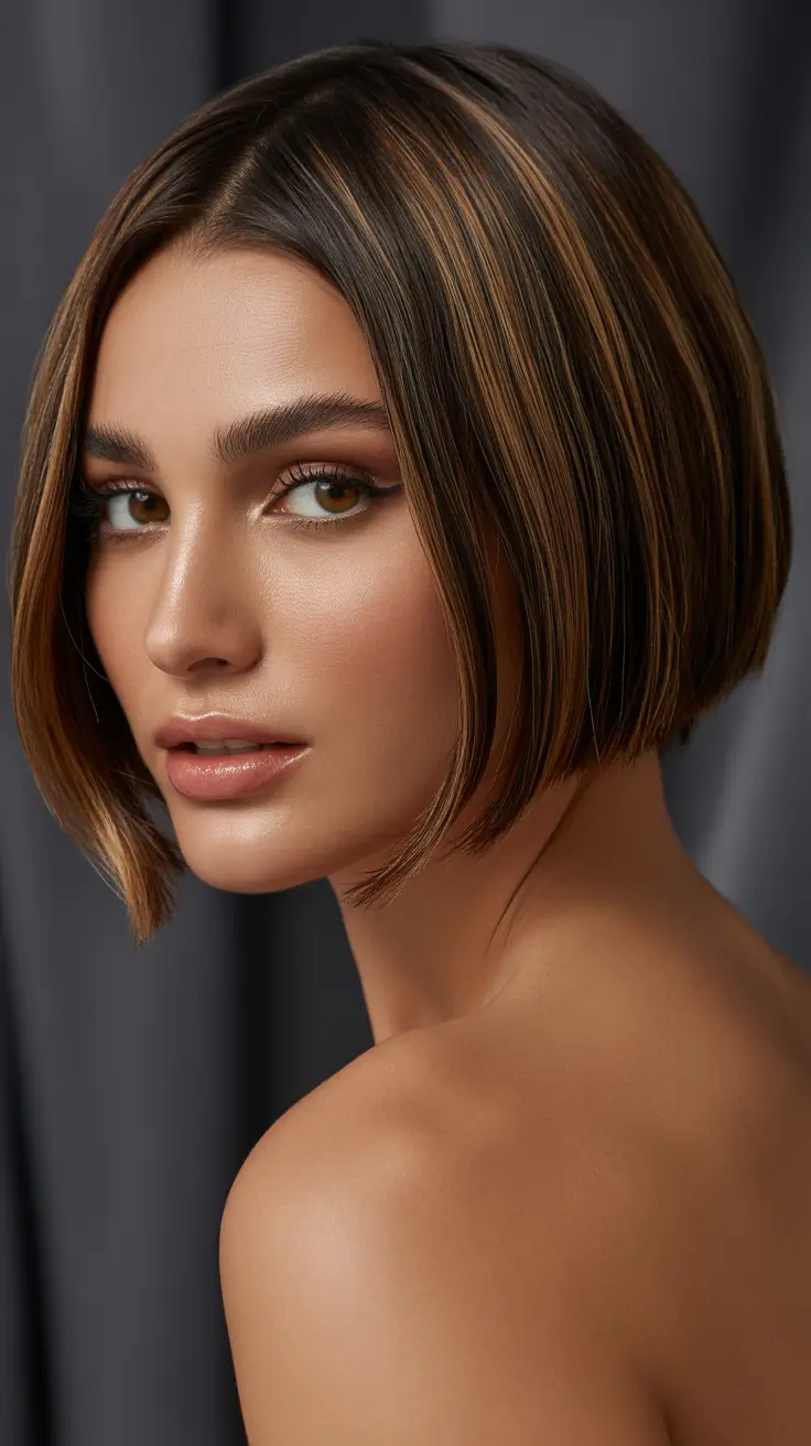 bob hairstyles 2026 Honey-Maple Bob With Soft Contour Shine