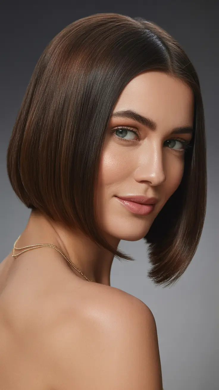 bob hairstyles 2026 Polished Espresso Bob With Tailored Edges