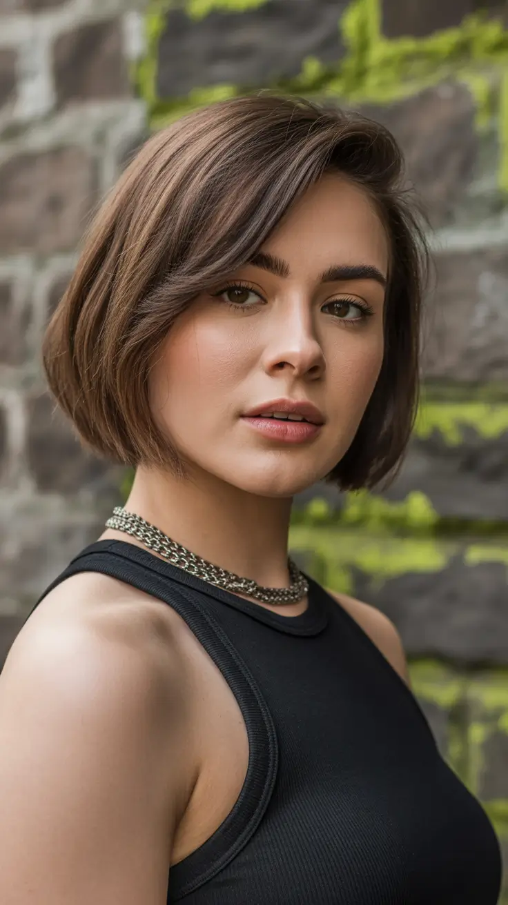 bob hairstyles 2026 Warm Brunette Bob With Natural Texture