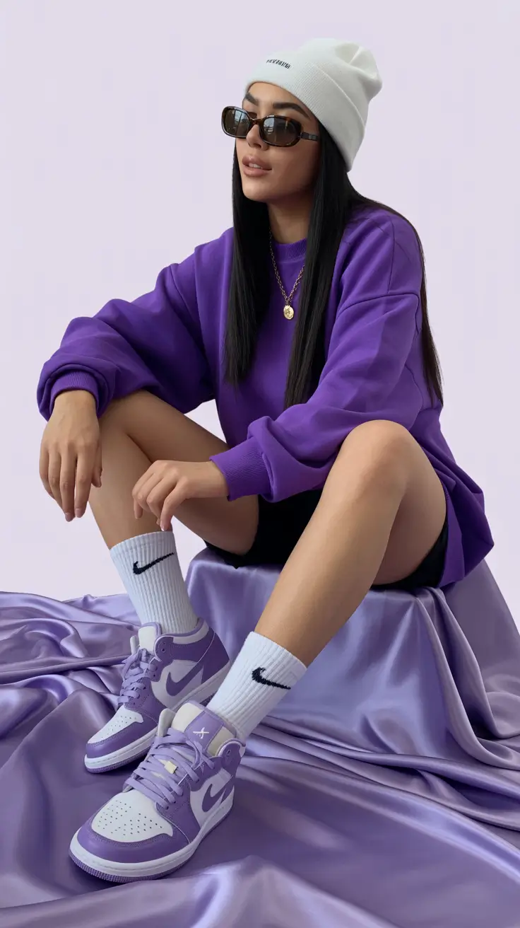 sneakers outfit winter Violet Street Dream