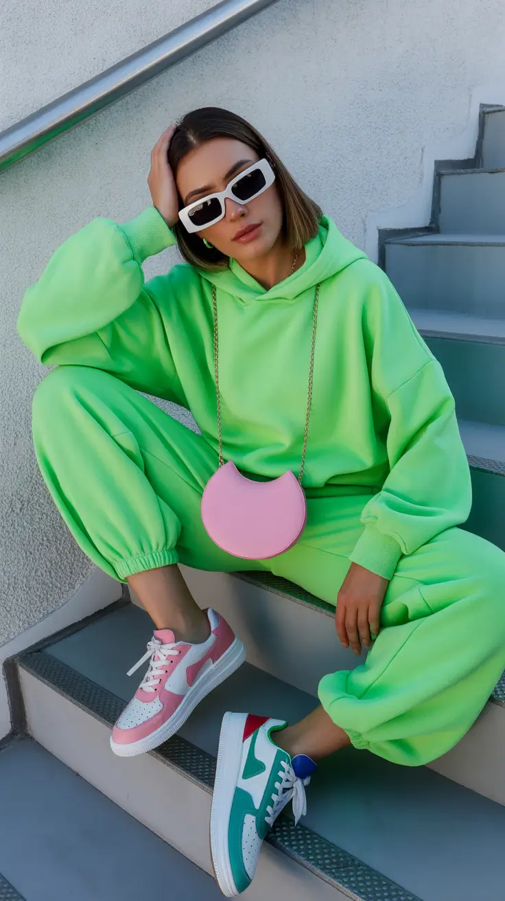 sneakers outfits women Color Clash Cool