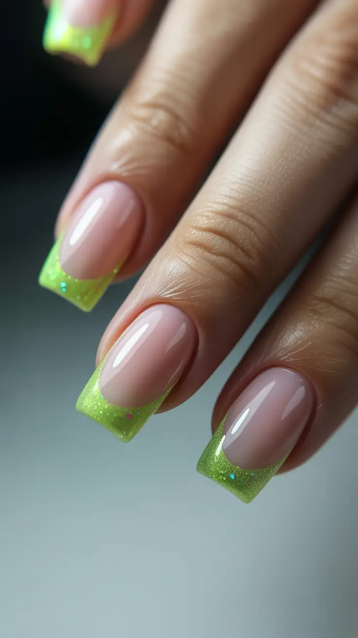 classy nail designs 2026 Lime Glow French Pop