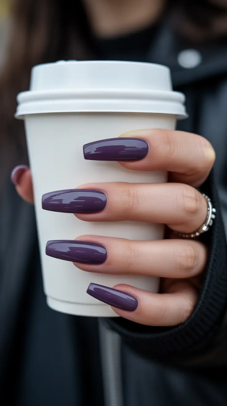 classy nail designs 2026 Plum Latte Morning Chic
