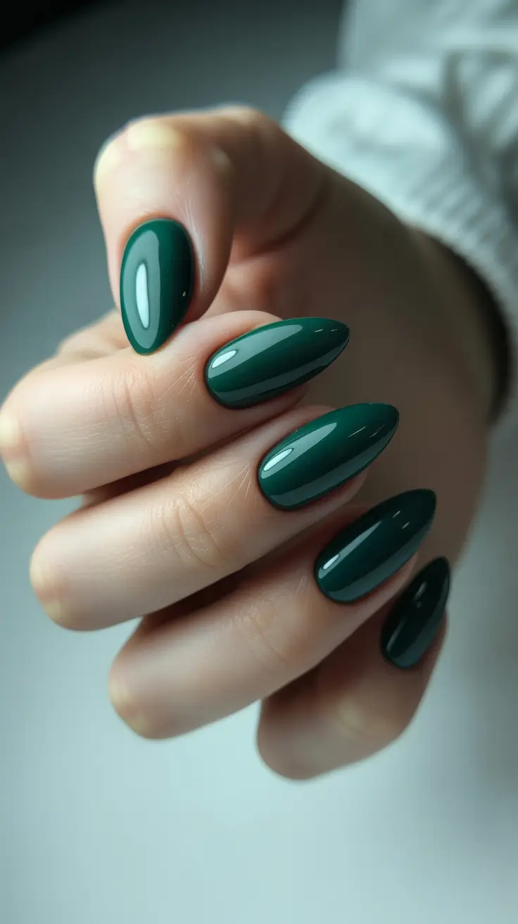 classy nail designs 2026 Deep Emerald Minimalism