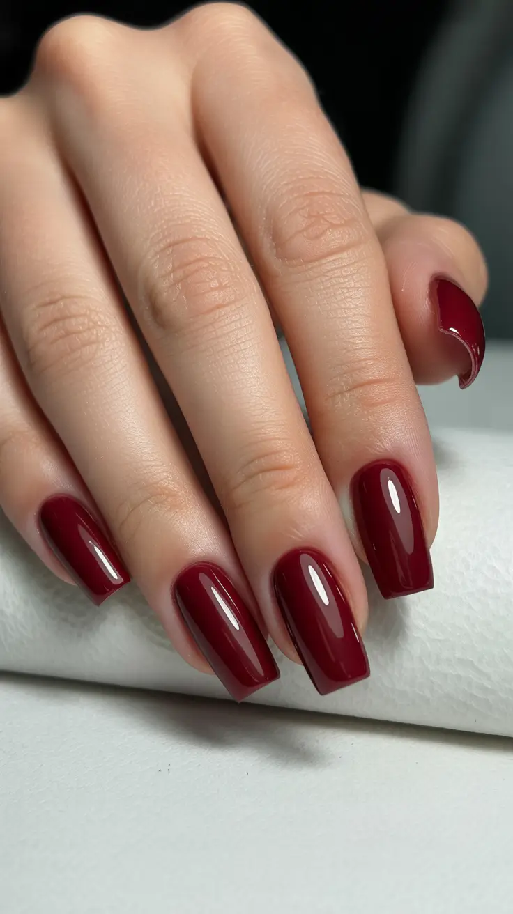 classy nail designs 2026 Luxe Deep Cherry Red