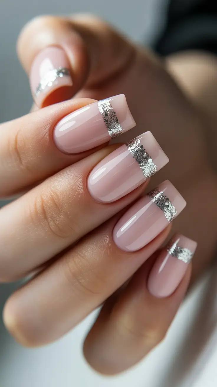 classy nail designs 2026 Silver Ribbon Chic Minimalism