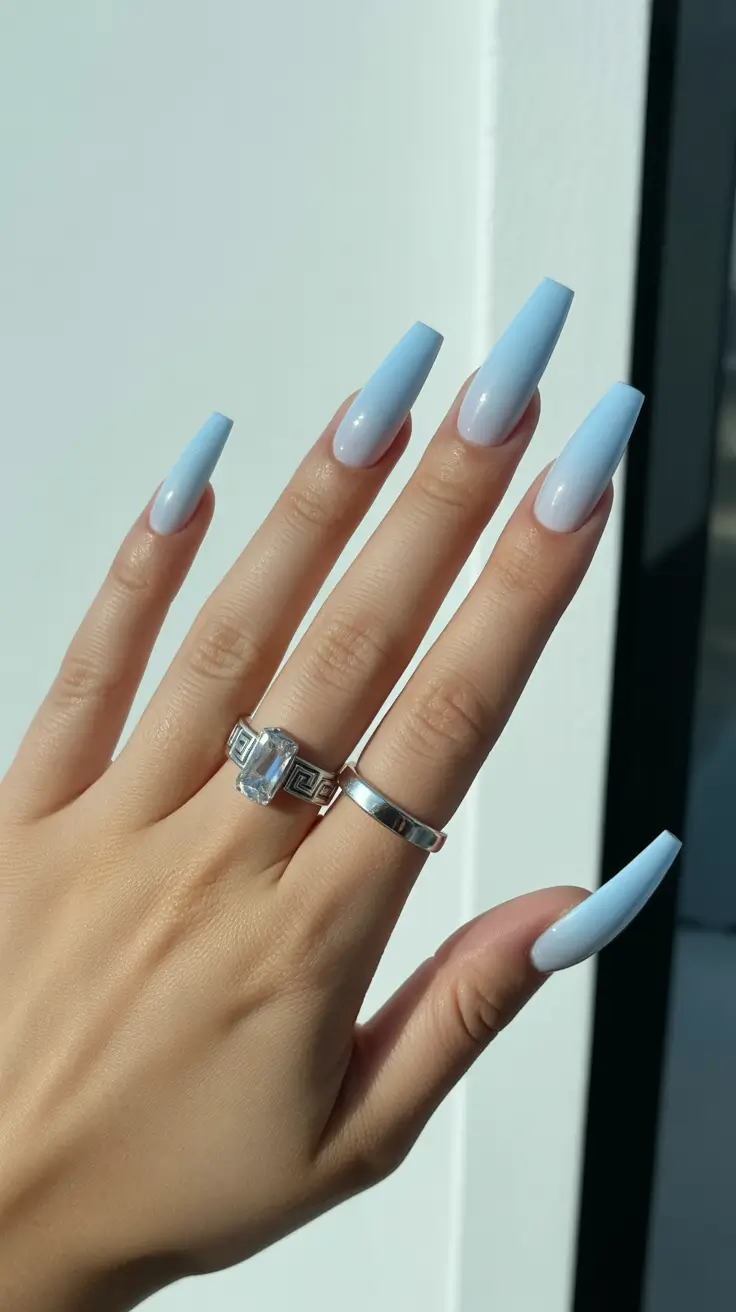 coffin nails ideas 2026 - Airy Baby Blue for a Fresh, Minimal 2026 Mood