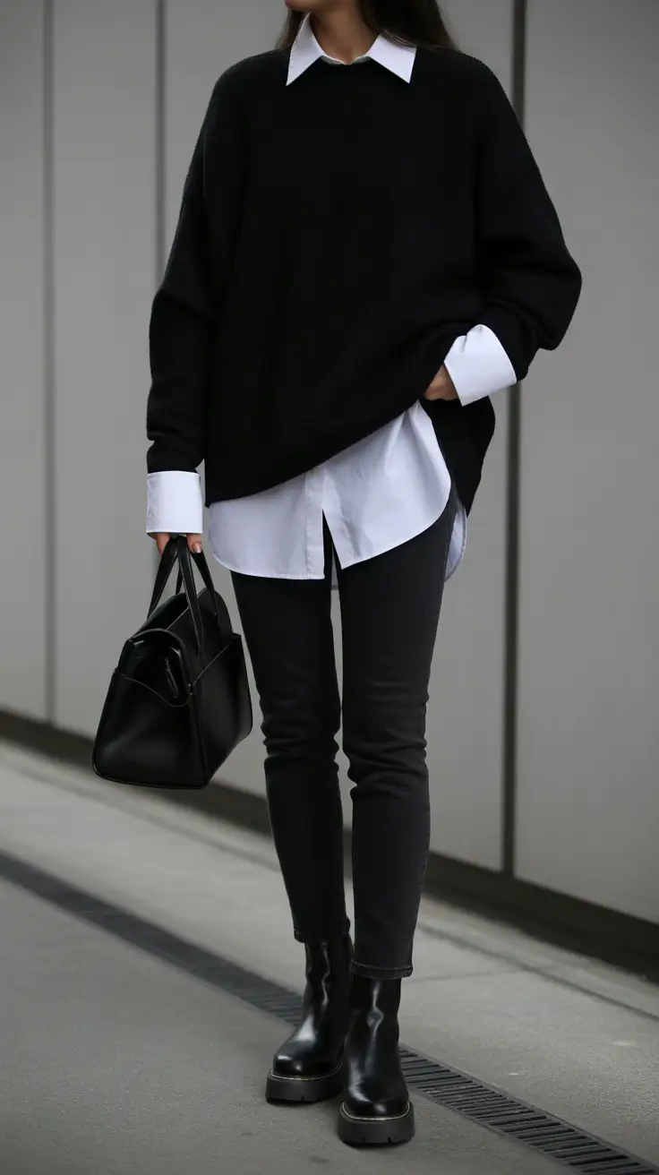 comfy outfits for women 2026 Monochrome Layers with a City Edge