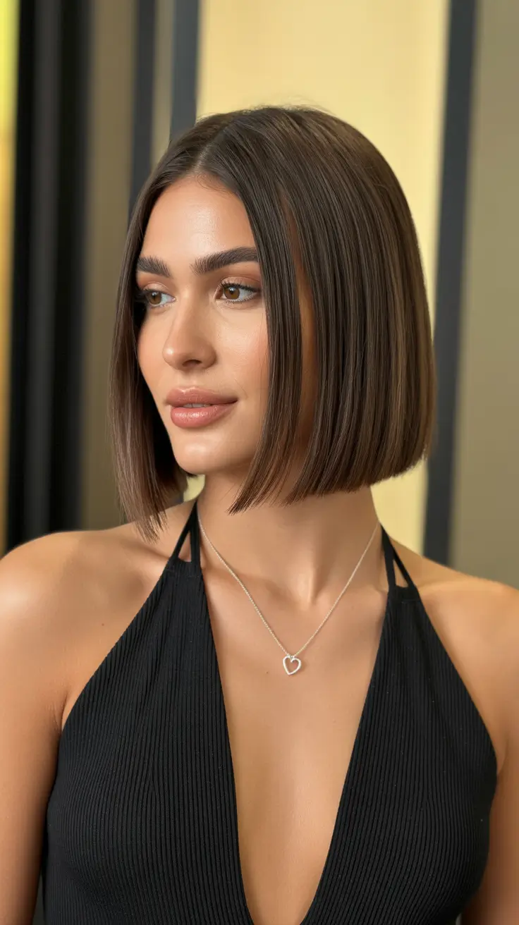 bob haircuts Glossy Brunette Evening Bob