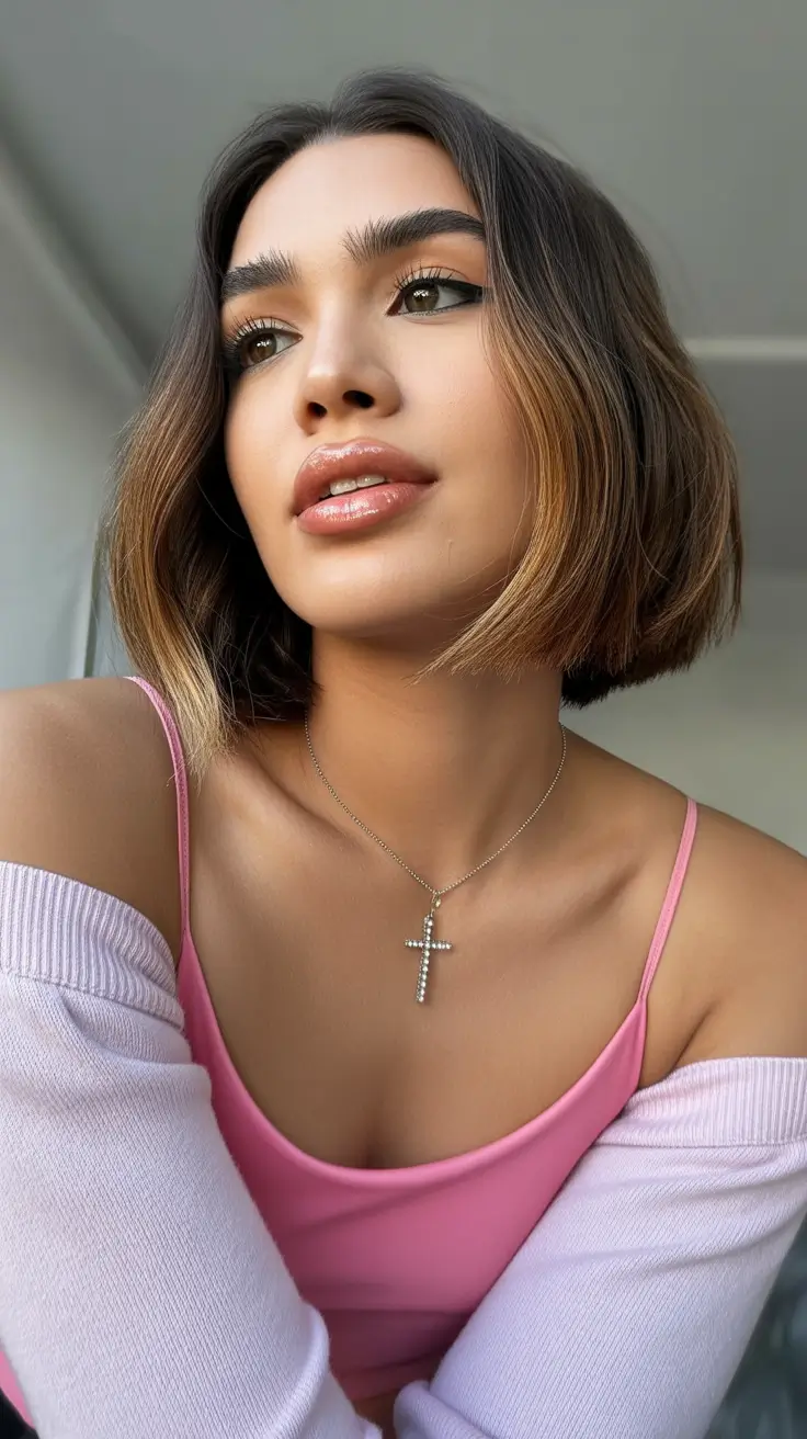 bob haircuts Warm Brunette Gradient Bob