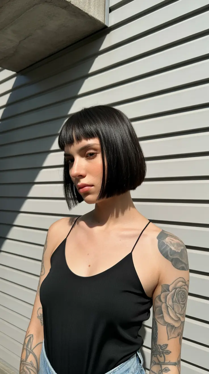 bob haircuts Micro Fringe Jet Black Bob