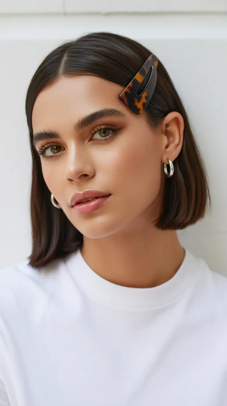 bob haircuts Tortoiseshell Clip Minimal Bob