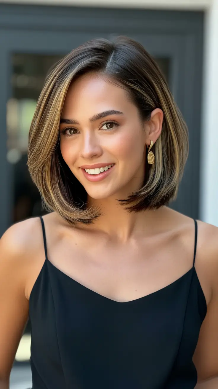 bob haircuts Bronzed Dimensional Round Bob