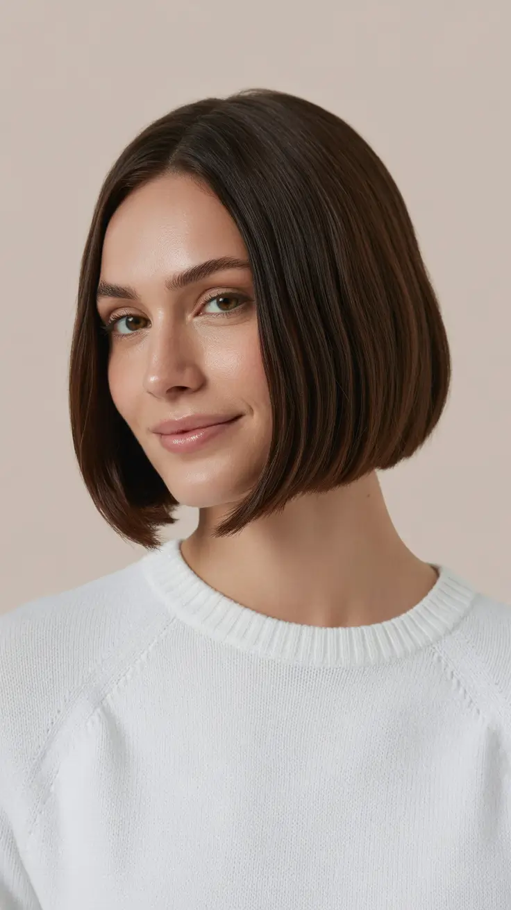 bob haircuts Rounded Soft-Edge Chestnut Bob