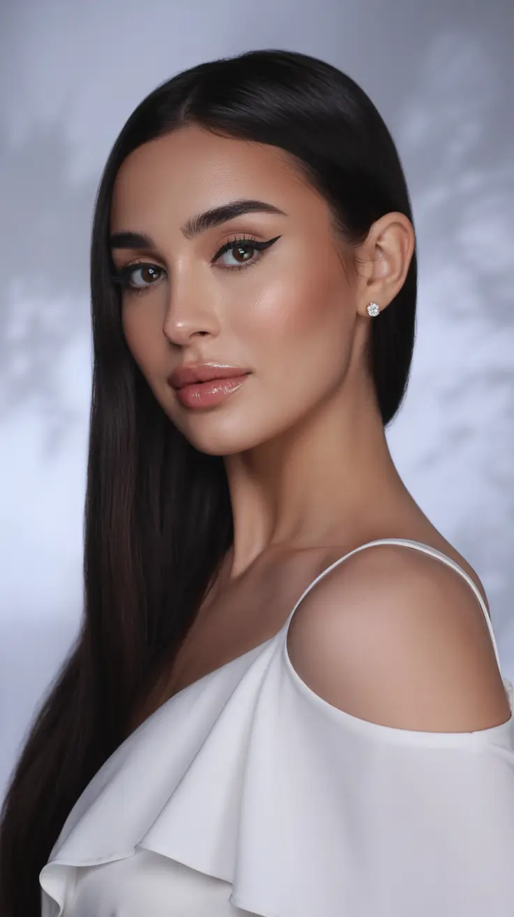 cute hairstyle ideas Sleek Long Hair with a Side Sweep