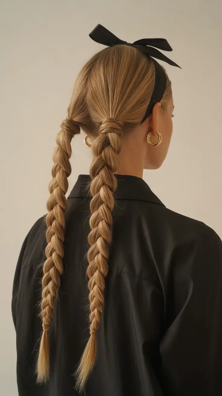 cute hairstyle ideas Double Braids with a Soft Headband Accent