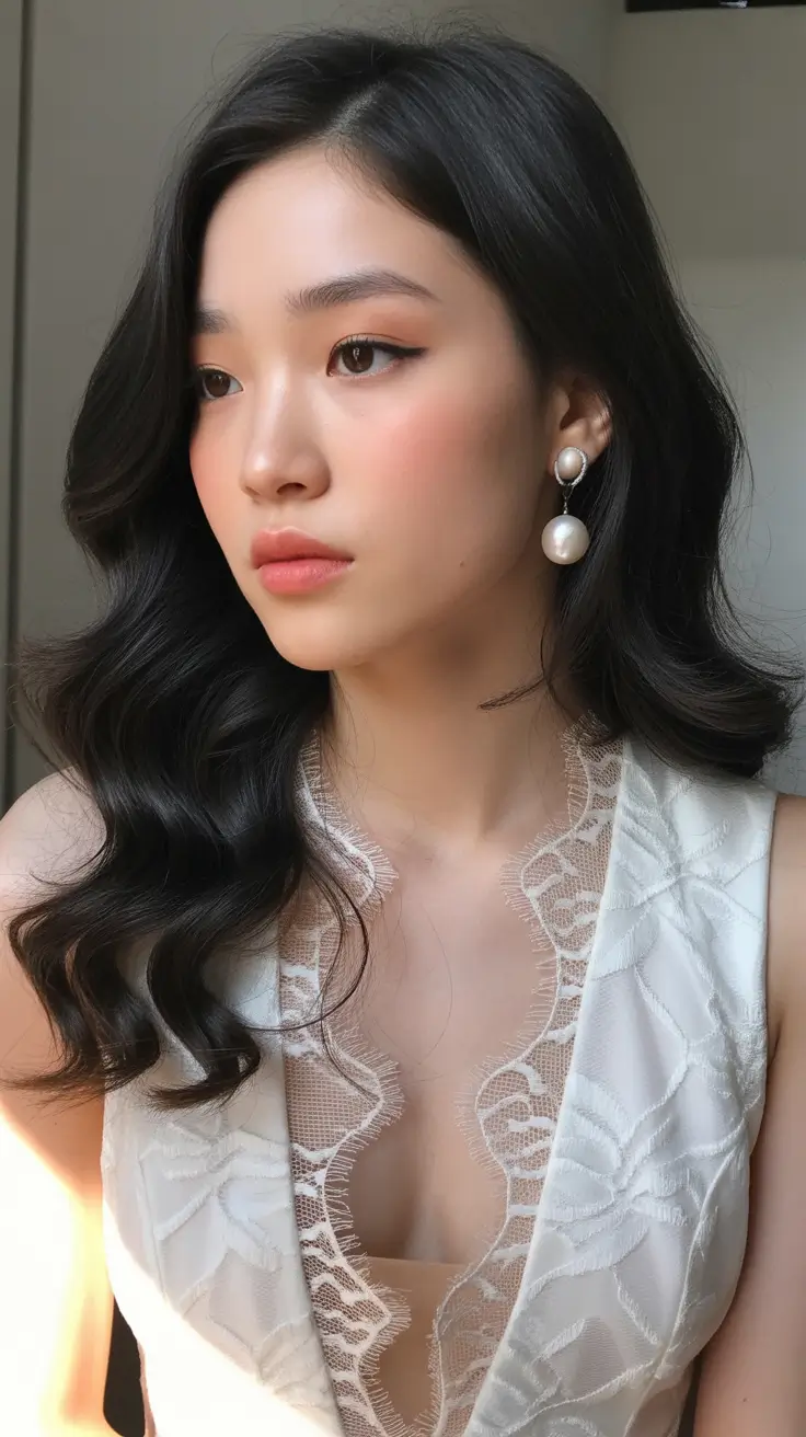 cute hairstyle ideas Soft Side Waves for Medium-Length Hair