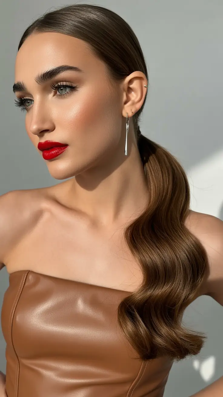 cute hairstyle ideas Low Side Ponytail with Polished Waves