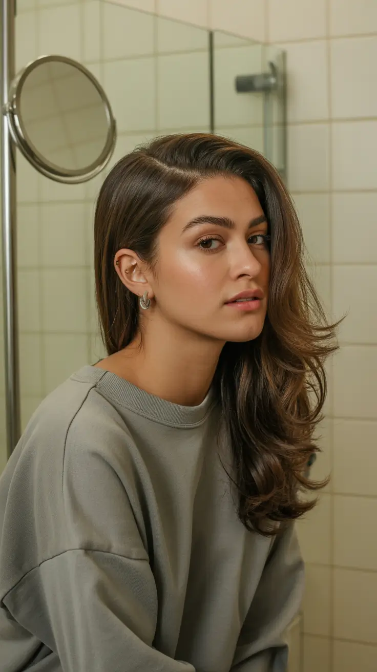 cute hairstyle ideas Side-Parted Medium Hair with Soft Volume