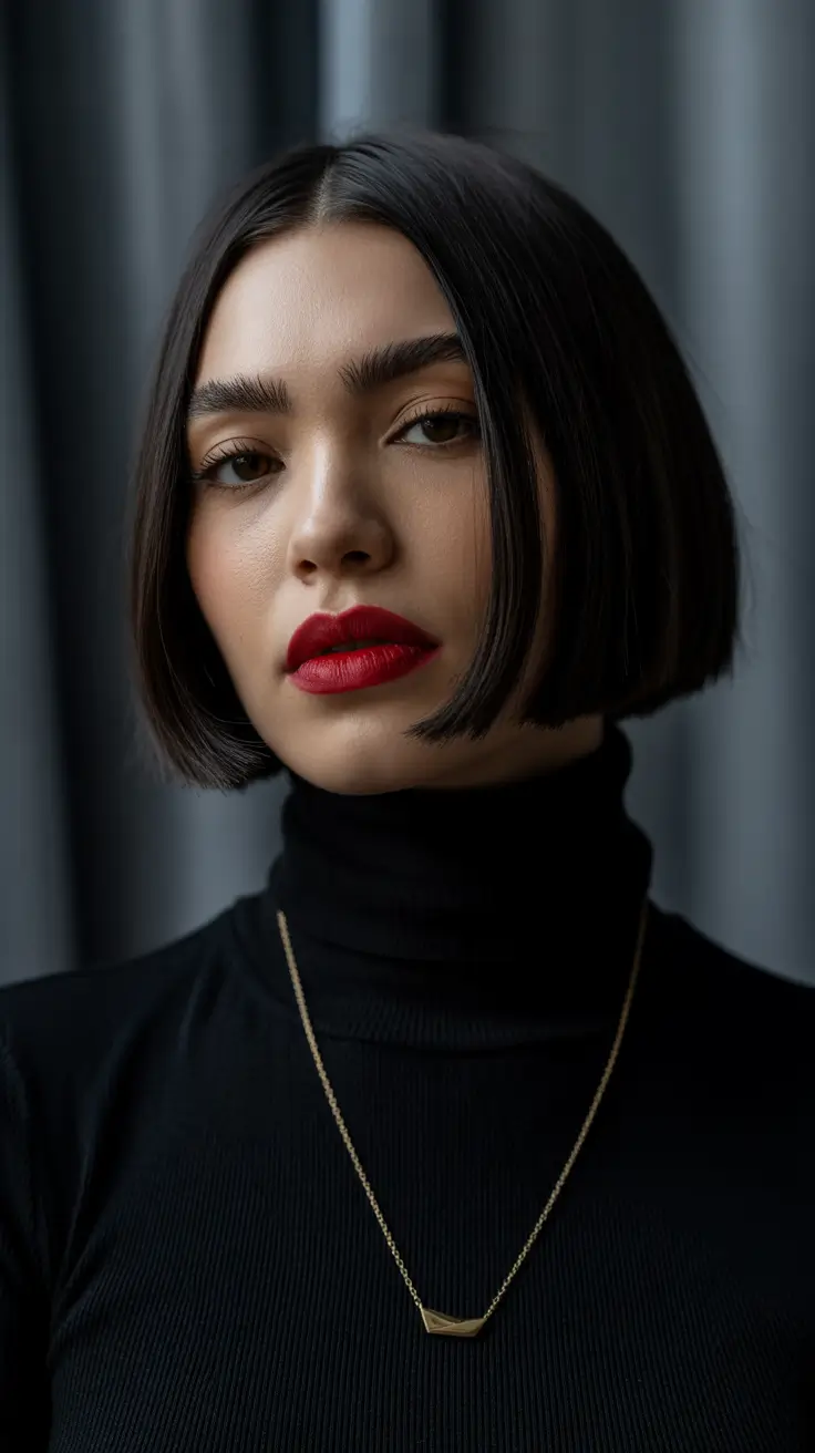 cute hairstyle ideas Short Blunt Bob with a Center Part