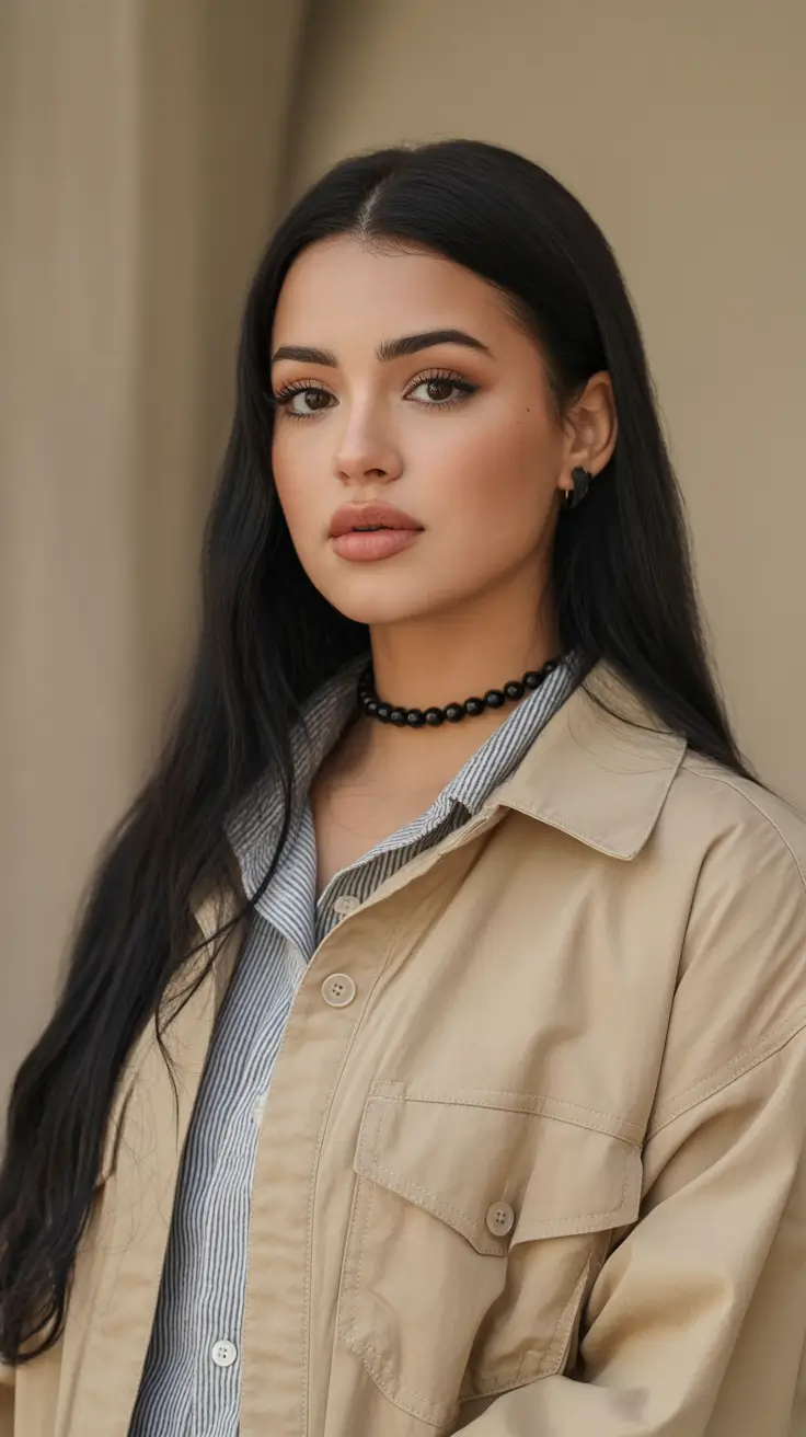 cute hairstyle ideas Long Natural Hair with a Clean Middle Part