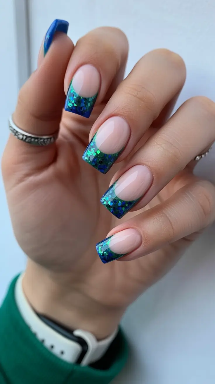 cute nails aesthetic 2026 Ocean Sparkle French Tips
